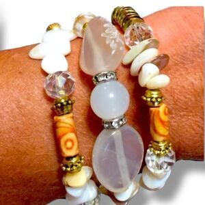White Gold Beaded Multi Wrap Bracelet - NWT